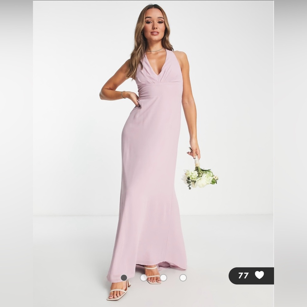 TFNC Bridesmaid halter maxi dress in pink